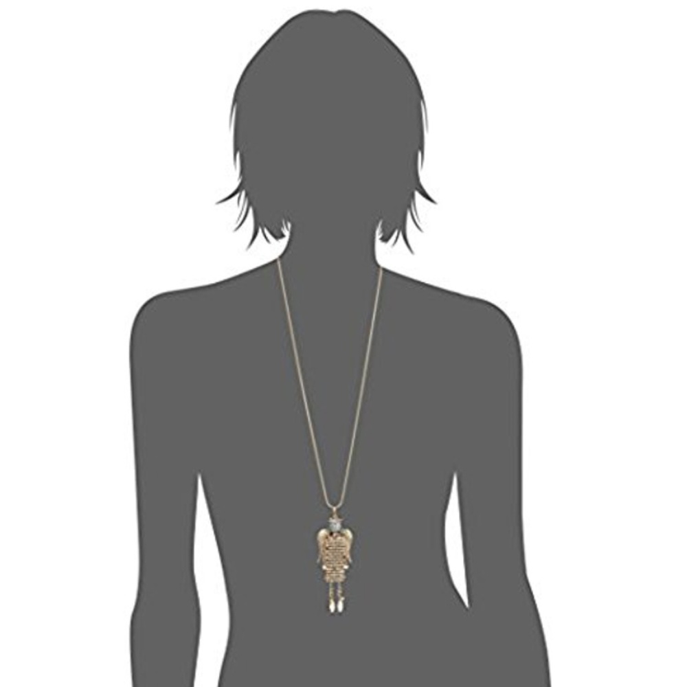 New Betsey Johnson Pavé Angel Pendant Necklace - Picture 3 of 7